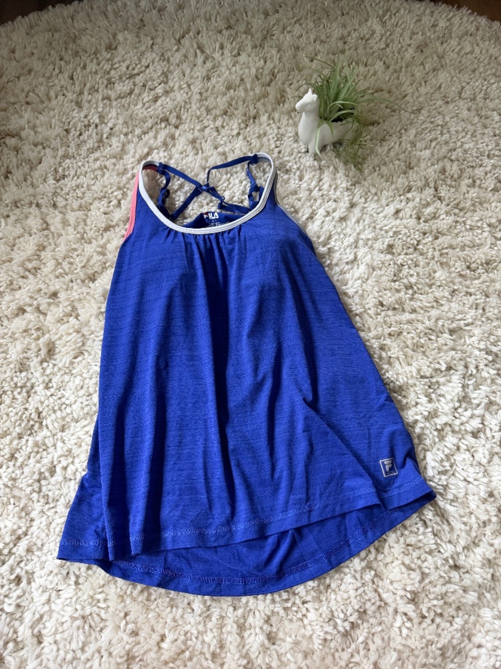 Supportive Fila Fila Royal Blue Athletic sporty women’s workout Tank with White